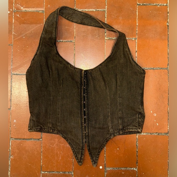 Miaou Charcoal Denim Corset - Picture 1 of 3